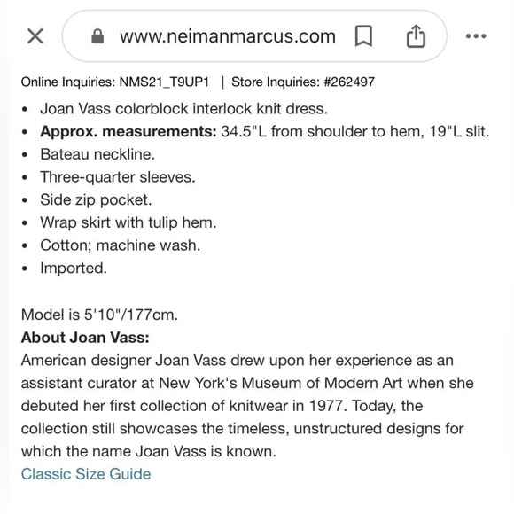 JOAN VASS‎ NWOT 3/4 Sleeve Colorblock Dress - Picture 9 of 9